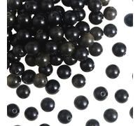 TOAOB 50 Piezas Cuentas de Piedra Natural Perlas de Obsidiana de Oro 8 mm Redondas Sueltas Piedras Semipreciosas con Agujero para Hacer Collares Pulseras y Accesorios Joyería