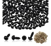 TOAOB 50 Piezas Ojos de Seguridad para Amigurumi con Arandelas Ojos Manualidades de Plástico Negro 12 mm para Hacer Muñecas Tejer Animales Marioneta