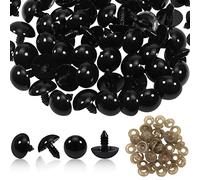 TOAOB 50 Piezas Ojos de Seguridad para Amigurumi con Arandelas Ojos Manualidades de Plástico Negro 20 mm para Hacer Muñecas Tejer Animales Marioneta