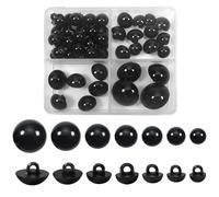 TOAOB 50 Piezas Ojos de Seguridad para Amigurumi Costura 8 mm a 17 mm Animales Safety Eyes de Plástico Negro Botones para Hacer Muñecas de Crochet Tejer Animales Manualidades