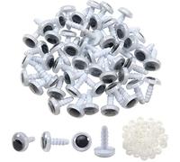 TOAOB 50 Piezas Pequeños Ojos de Botón 10 mm Plástico Redondo Negro Wiggle Eyes para Coser Ganchillo Muñecas Peluche