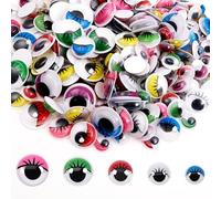 TOAOB - 500 ojos pegajosos autoadhesivos para manualidades de 6 mm a 15 mm, ojos ondulados con pestañas, varios colores y tamaños, ojos adhesivos para manualidades, manualidades, decoración de álbumes