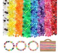 TOAOB 500 Piezas Cuentas Pony Abalorios de Colores de Acrílico 6 x 9 mm Perlas Espaciadoras para Hacer Manualidades de Joyería Pulseras Collares