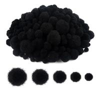 TOAOB 500 Piezas Pompones Manualidades Creativas Balls de Negro de 1 a 3 cm Bolas de Fieltro Para Decoraciones Bricolaje