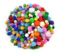 TOAOB 500 Piezas Pompones Manualidades de Colores de 10 a 30 mm 2 Estilos Bolas de Fieltro Pompones y Pompom Brillante para Creativas Bricolaje Suministros Decoraciones Costura Guirnaldas y Flecos