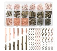 TOAOB 540 Cierres Deslizantes para Pulsera de Metal Tubo con Cierre Deslizante 6 Tamaños con Anillo de Salto Abierto Cierre de Langosta Cadena Extensora Bronce y Rosa Oro para Hacer Joyas