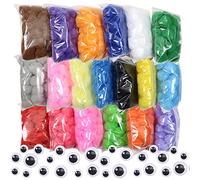 TOAOB 570 Piezas Pompones pompones grandes colores de 2.5 cm bolas de fieltro y 100 Piezas 6 mm a 12 mm Ojos Móviles Negros Para Manualidades Creativas y Decoraciones Bricolaje