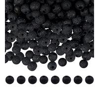 TOAOB 580 Piezas Cuentas de Piedra Lava Volcánica Natural 4 mm Color Negro Redondas Sueltas Cuentas para Fabricación de Joyas Bricolaje Pulseras Collares Artesanías