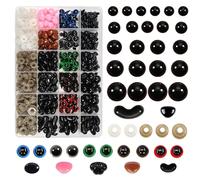TOAOB 584 Piezas 6 mm 8 mm 10 mm 12 mm 14 mm de Ojos de Seguridad de Multicolor Plástico y Seguridad Narices con Plastico Arandelas para Hacer Muñecas Animales o Hacer Joyas Manualidades