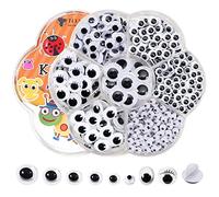 TOAOB 770 Piezas Ojos de Plástico Autoadhesivo 4 mm a 12 mm Wiggle Eyes Redondo de Negros para Manualidades Ojos de 7 Tamaños de Scrapbooking Accesorios Decoración Navideña