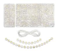 TOAOB 776 cuentas redondas blancas con letras doradas de 4 x 7 mm, palabra de la A a la Z con amor corazón y número 0 a 9, acrílico espaciador para fabricación de joyas