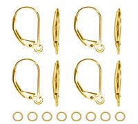 TOAOB 8 Piezas Tono Dorado Plata de Ley 925 16 x 9 mm Ganchos para Pendientes y 10 Piezas Anillos de Salto Abiertos 5mm de Franceses Palanca Hipoalergénicos para Fabricación de Joyas