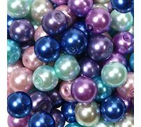 TOAOB 84 Piezas Perlas Redondas Perlas 10 mm de Cuentas de Vidrio Redondos Abalorios Sueltos de Multicolor Artísticas Abalorios de Cristal para Bisuteria Hacer Pulseras Collares Joyas