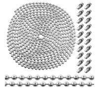 TOAOB Cadena de 6 Metros Bolas de Acero Inoxidable 4.5 mm Cadena para Cortina Enrollable Ajustable Extensión de Cadenas y 20 Clips de Conexión para Bricolaje Collar Llavero Pulseras