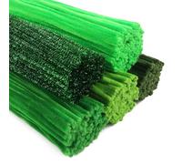 TOAOB Limpiador de pipas 5 colores diferentes verdes para manualidades, 400 unidades, alambre de chenilla, limpiador de pipas largo de 30 cm x 6 mm, limpiador de pipas para manualidades, incluye