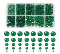 TOAOB - Lote de 1000 cuentas de cristal redondas con cuentas de cristal a granel, verde oscuro, 2 mm, 4 mm, 6 mm, 8 mm, 10 mm, transparente para hacer joyas, pulseras, collares, artesanías