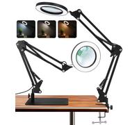 Toaren 10x Lupa con Luz Led 2 en 1 Lupa con Luz y Soporte Lámpara de Aumento LED, con Ajuste de 3 Color & Brillo, Lampara Lupa Led con Luz para Lectura, Personas Mayores, Pasatiempos, Trabajo Manual