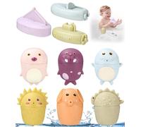 Toaren 9 Piezas Juguetes Baño Bebe,Silicona Juguetes Bañera Juguetes Bañera para Bebe Juguete de Baño Silicona Sin BPA Estimulación Sensorial para Piscina Baño Playa para Niños Pequeños 1 2 3 4 Años