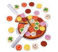 Toaren Pizza Juegos de Madera Juguetes Comida de Madera Pizza Juguetes de Cocina Piezas Cocina Juguete de rol Pizza Cocinita Infantil para Cortar Niños Regalo para Niños 3+ Años
