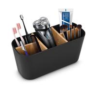 Toaren Soporte Organizador Cepillos Dientes,Particiones de Bambú Porta Cepillo de Dientes,Portacepillos Dientes Eléctrico,Soporte Vaso para Cepillo Dientes y Pasta 5 Compartimentos para Familia,Niños