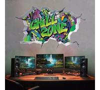 TOARTi Chill Zone - Decoración de pared 3D para dormitorio de jugadores, calcomanía de pared de vinilo para juegos, decoración de sala de juegos extraíble para adolescentes (verde)