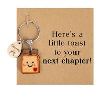 Toast Schlüsselanhänger lustig, Llavero Pan Tostado Regalo Mujer, llaveros Originales Motivación Despedida Compañero de Trabajo,Gute Glück, Colgante para Bolso, Bonito Dije para Bolso y Mochila