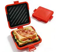 Toastie Maker para microondas, sandwichera de silicona con placas de parrilla antiadherentes extraíbles, tostadas extra crujientes y panini, para viajes, oficina, hogar, color rojo