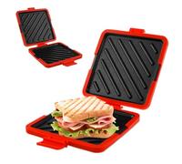 Toastie Sandwichera de silicona para microondas, utensilios de cocina inalámbricos, placa antiadherente, sándwiches, calentamiento rápido, tostadora de sándwiches para cocinar sándwiches (rojo)