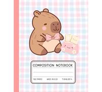 Toasty Capybara Composition Notebook - Kawaii Pink & Blue Gingham Journal with Bow and Toaster | Wide-Ruled | 7.5 x 9.25 in | 120 Pages: Adorable ... for Girls, Kids, and Kawaii Stationery Lovers