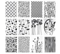 TOATELU 12 plantillas de repujado, carpeta de plástico en relieve, tarjeta de artesanía de plantilla de plástico, carpeta de repujado transparente, para el diseño de tarjetas, álbum de fotos,