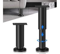 TOATELU 2 patas para muebles. Altura regulable: pie de apoyo regulable en altura de acero laminado en frío, pie de cama ajustable para muebles, sofá, cama, mesita de noche, armario (negro)