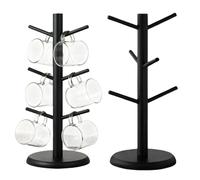 TOATELU 2 soportes para tazas de pie: árbol negro de 6 garras, soporte para vasos para el mostrador, eficiente escurridor de tazas de madera, soporte para tazas negro para cocina y oficina