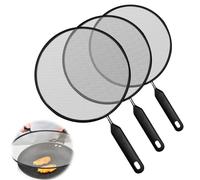 TOATELU 3 piezas de protección contra salpicaduras de acero inoxidable: colador antisalpicaduras con asa, tapa de prueba para sartenes, 21 cm, 25 cm, 29 cm de diámetro, tapa de prueba de aceite para