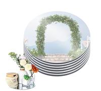 TOATELU 6 bandejas redondas de espejo para decorar, plato redondo de espejo, placa de cristal acrílico, bandejas de espejo para mesa de boda, centros de mesa, decoración del hogar (20 cm de diámetro)