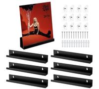 TOATELU 6 soportes de pared de vinilo para discos de vinilo, soporte de pared para discos de vinilo, almacenamiento de discos de vinilo acrílico, para placas y fotos, color negro, 30,5 x 4,3 x 4,3 cm