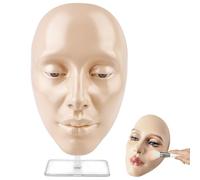 TOATELU Cara de ejercicios de maquillaje de silicona: cabezal de ejercicio reutilizable con soporte, extensión de pestañas, práctica de cabeza de maniquí, para todo el rostro de pintura facial natural