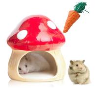 TOATELU Casa de cerámica para hámster escondite de cerámica: escondite duradero para hámster, casa de hámster y juguete dental, túnel en forma de seta, grandes entradas para jerbos, ratones,