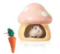 TOATELU Casa de cerámica para hámster escondite de cerámica: escondite duradero para hámster, casa de hámster y juguete dental, túnel en forma de seta, grandes entradas para jerbos, ratones,
