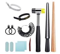 TOATELU Herramienta de medición de anillos de 11 piezas: juego de fabricación de anillos, medidor de tamaño de anillo, herramienta de medición para medir joyas, Plástico, tela, ágata, goma