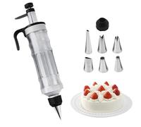 TOATELU Jeringa Profesional de Acero Inoxidable - Prensa de Pastelería Con 6 Boquillas para Tartas, Mermelada, Cupcakes, Pasteles y Galletas - Color Negro