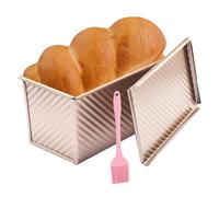 TOATELU Molde para Pan con Tapa Antiadherente, Cepillo de Silicona, Molde Rectangular de Aluminio para Hornear Pan Tostado