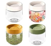 TOATELU Overnight Oats - Tarros de cristal reutilizables (4 unidades, 300 ml, con tapa de rosca, para yogur, pudin, ensalada, mermelada, miel, amarillo/beige/verde)