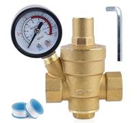 TOATELU Reductor de presión de agua 1/2 pulgadas DN15, reductor de presión de agua con manómetro, válvula reductora de presión con herramientas de ajuste, reductor de presión de agua de latón,