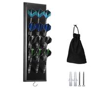TOATELU Soporte para dardos de madera para 12 dardos, soporte de madera de, práctico almacenamiento para dardos, soporte para colgar en la pared, para cualquier tipo de diana (negro)