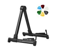 TOATELU Soporte para guitarra acústica, universal, plegable, portátil, con 6 púas de guitarra, soporte para guitarra acústica, soporte de guitarra eléctrica
