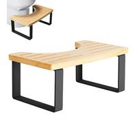 TOATELU Taburete de inodoro adulto de madera de hierro: 40 × 20 × 17 cm combinación WC taburete, taburete de bambú para baño, construcción estable, uso cómodo, fácil de limpiar, color bambú