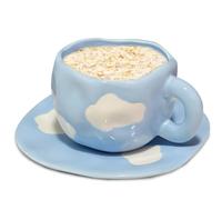 TOATELU Tazas de Cerámica Irregulares con Platillo, Tazas de Café de Nube Pintadas a Mano de 250 ml Taza Creativa Regalos para Niñas Novias Madres Amantes