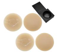 ToatlHeal Curviva Pezoneras Círculos, 2 Pairs No Sticky Reusable Silicone Nipple Pasties, Invisible Seamless with Travel Boxx (#3,10CM)