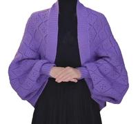 ToatlHeal Fashion Hollow out Knitted Shawl Coat, Women's Knitted Shawls Slouchy Oversized Wrap Cardigan (Purple)
