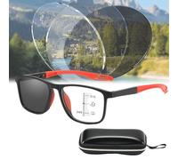 ToatlHeal Gafas de presbicia bifocales progresivas fotocromáticas Inteligentes Deportivas, Gafas de Lectura con cromoscopio Inteligente (+1.50,Red)